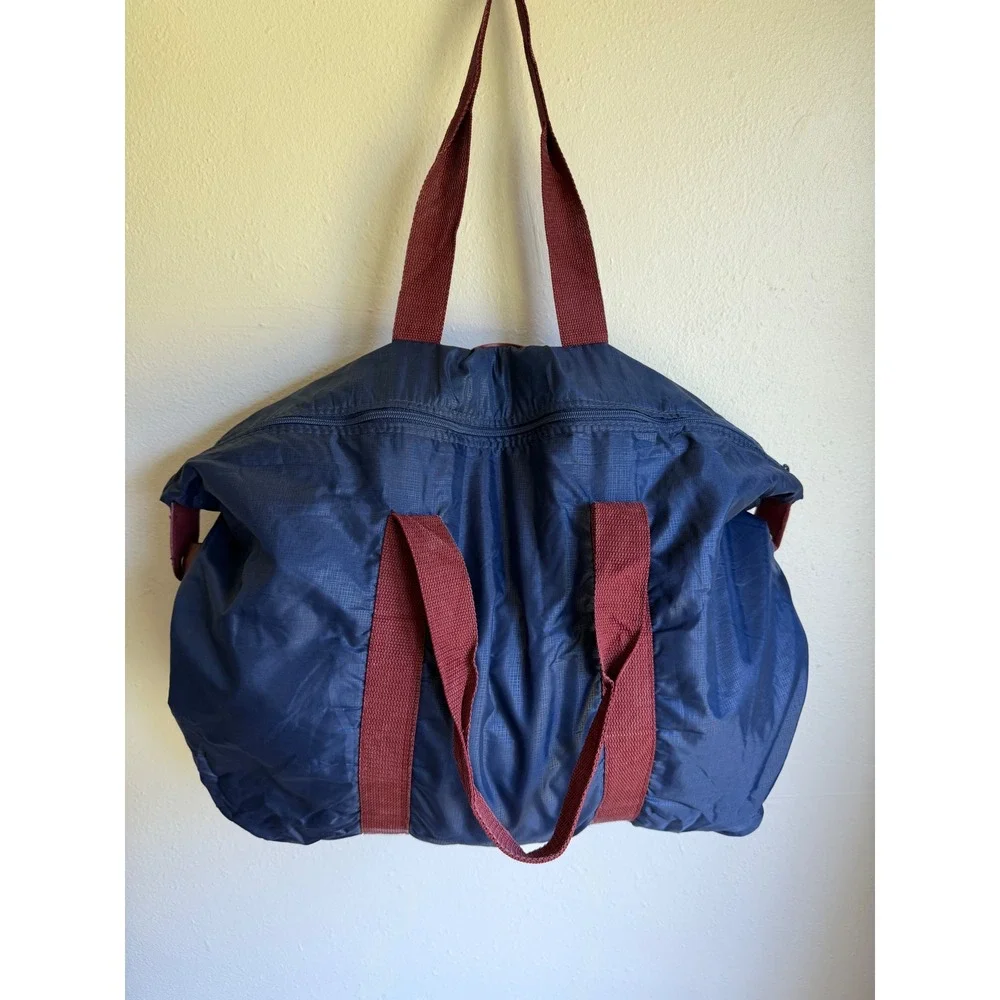 Pierre Cardin Vintage Navy Blue Ripstop Nylon Duffel Bag Weekender Travel Bag